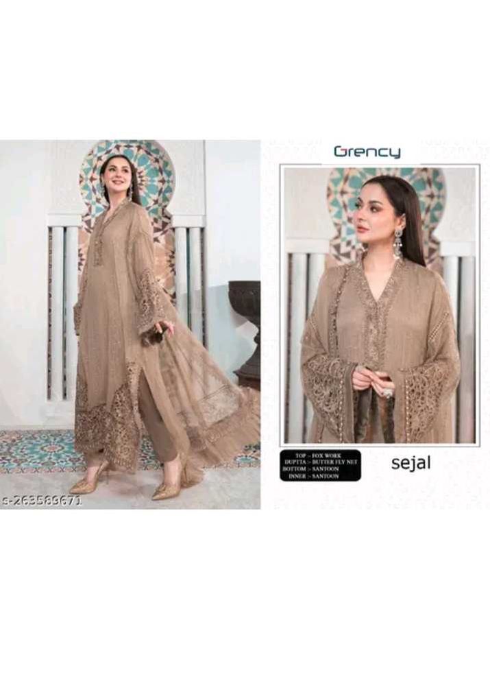 Elegant Brown Embroidered Salwar Kameez