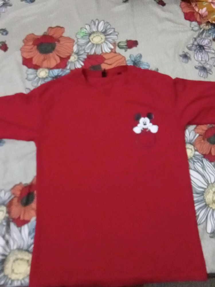 ared Mickey Mouse Casual Tshirt For Daily Use