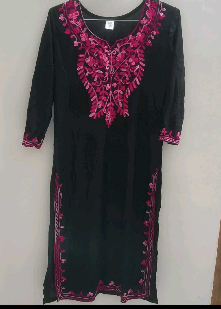 Embroidered Black Kurta