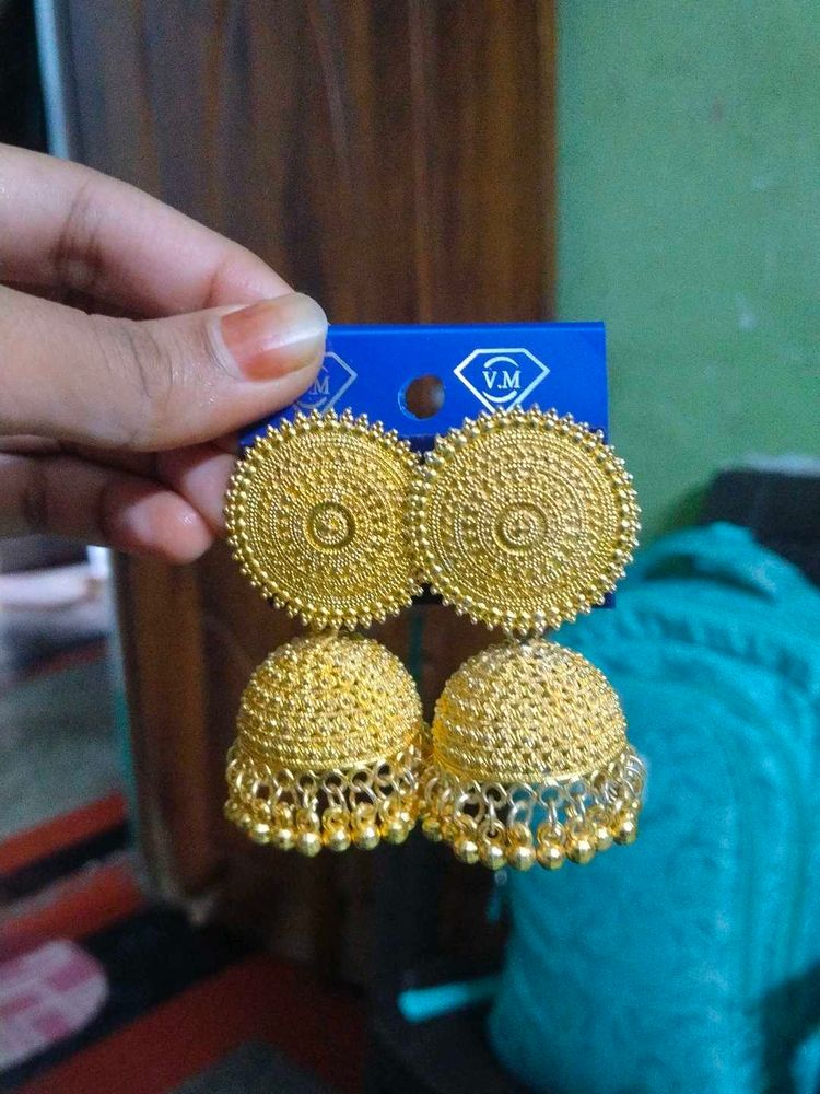 Golden Jhumka Earrings