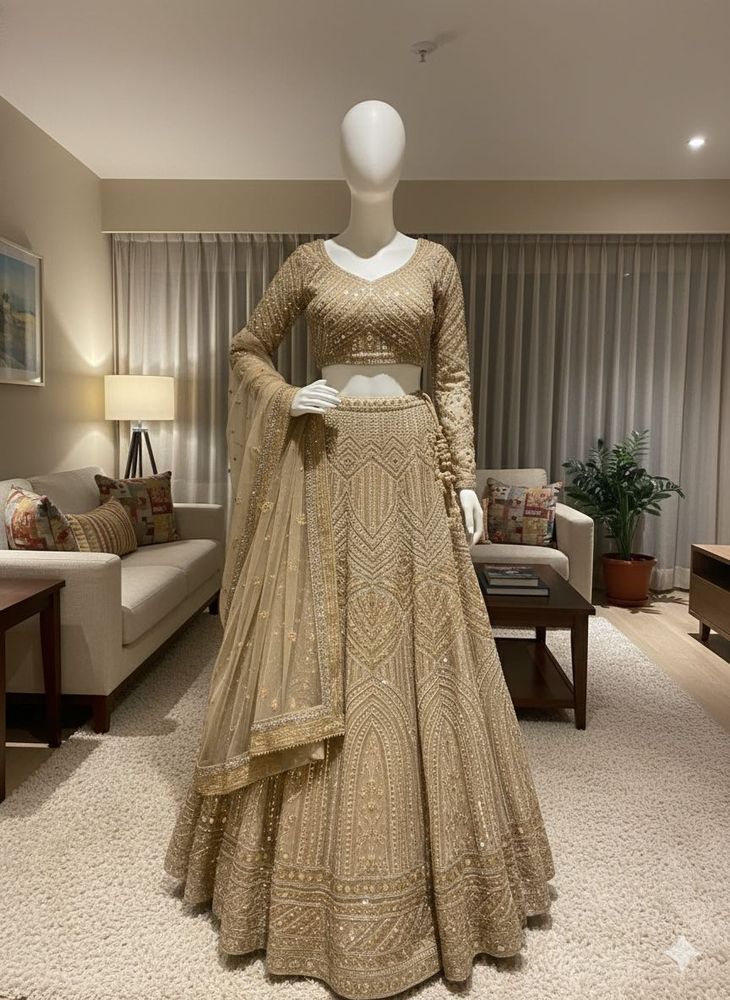 bridal Gold Lehenga Choli Set