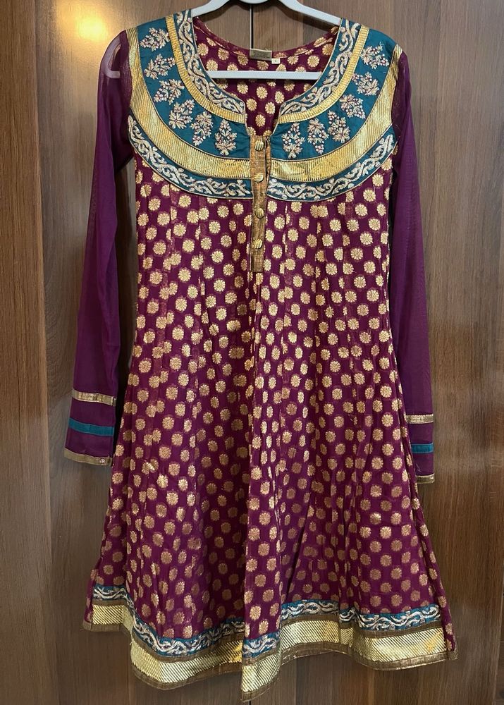 Elegant Purplish Magenta Zari Salwar Suit Set