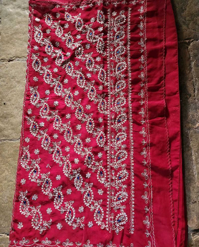 Red Embroidered saree