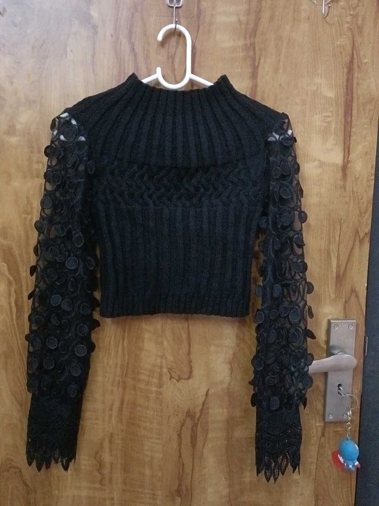 Black Floral Sleeve top