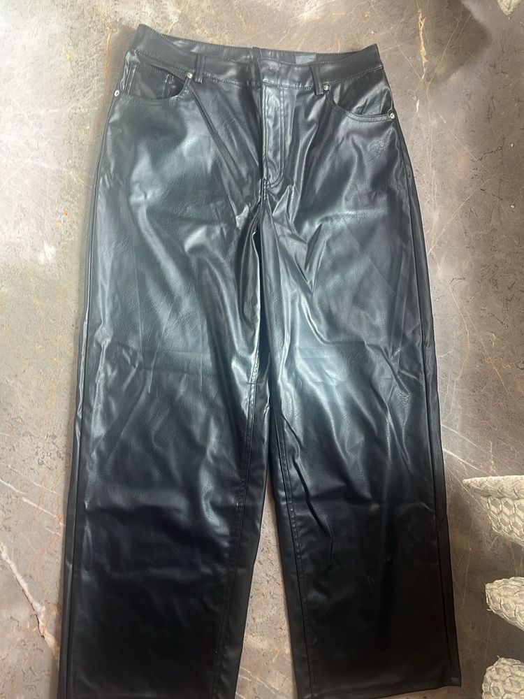 H&amp;M Black Faux Leather Pants