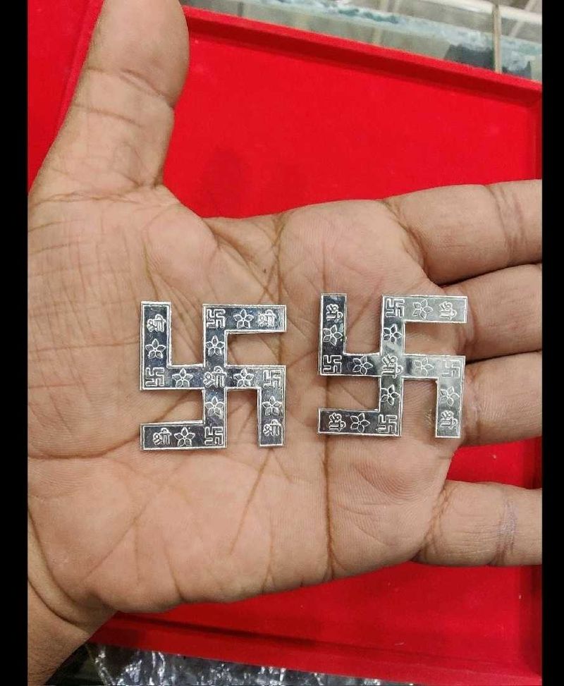 pure Silver Swastik - Set of 2