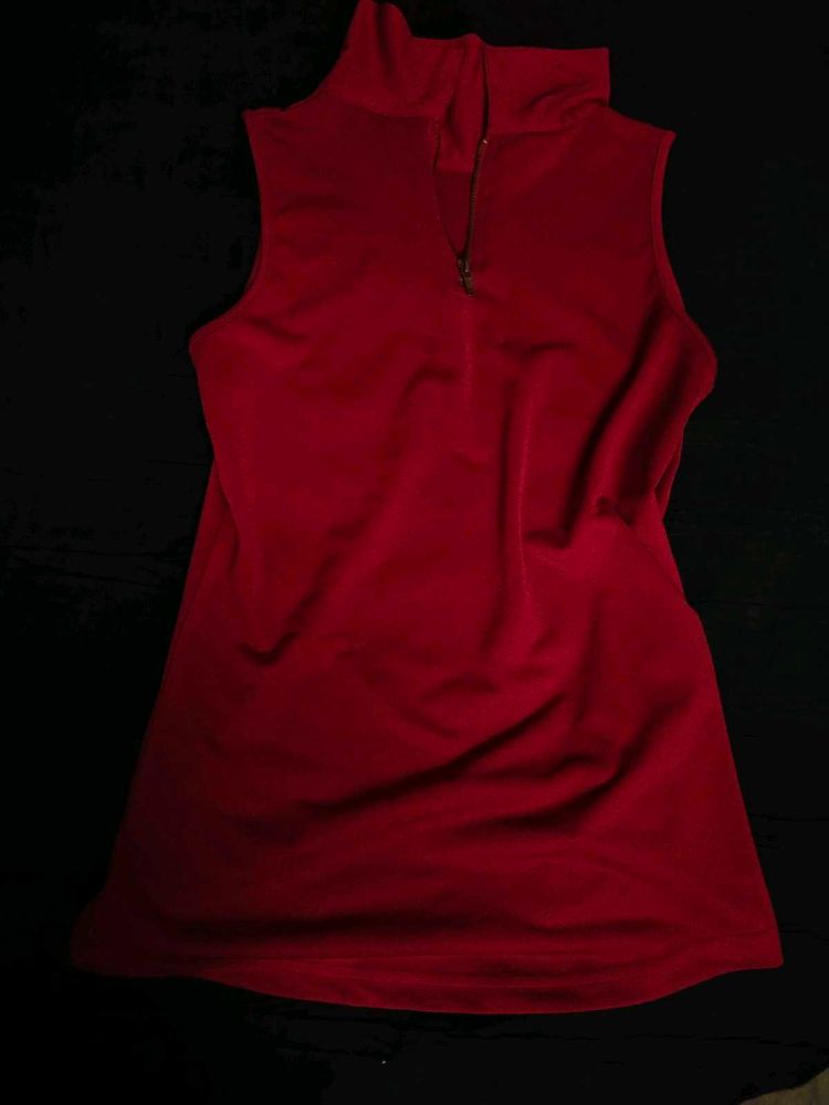 Burgundy AND Sleeveless Mock Neck Top