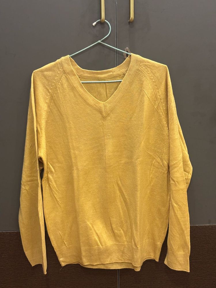 Mustard V-Neck Knit Sweater