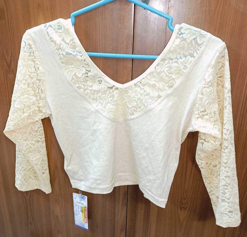 Lace Detail Long Sleeve Top