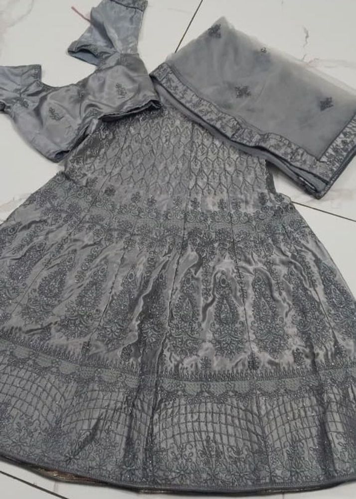 Grey Embroidered Lehenga Choli