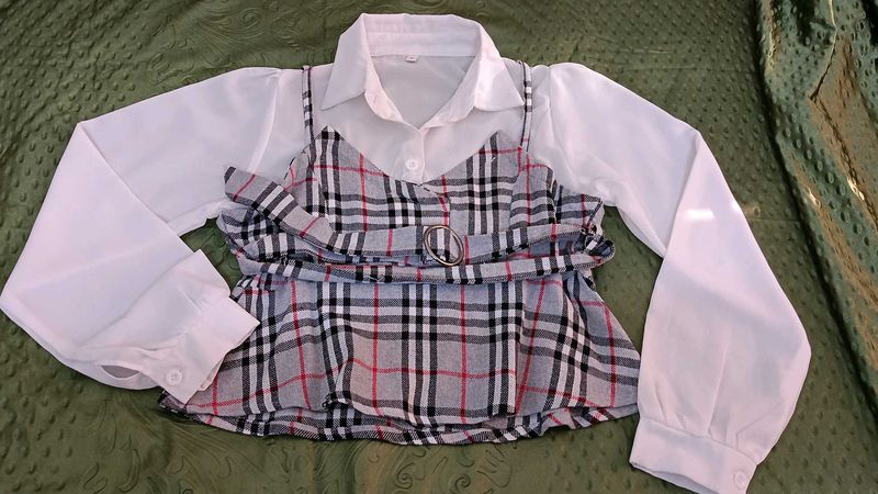 Plaid Cami Top with Long Sleeve Shirt