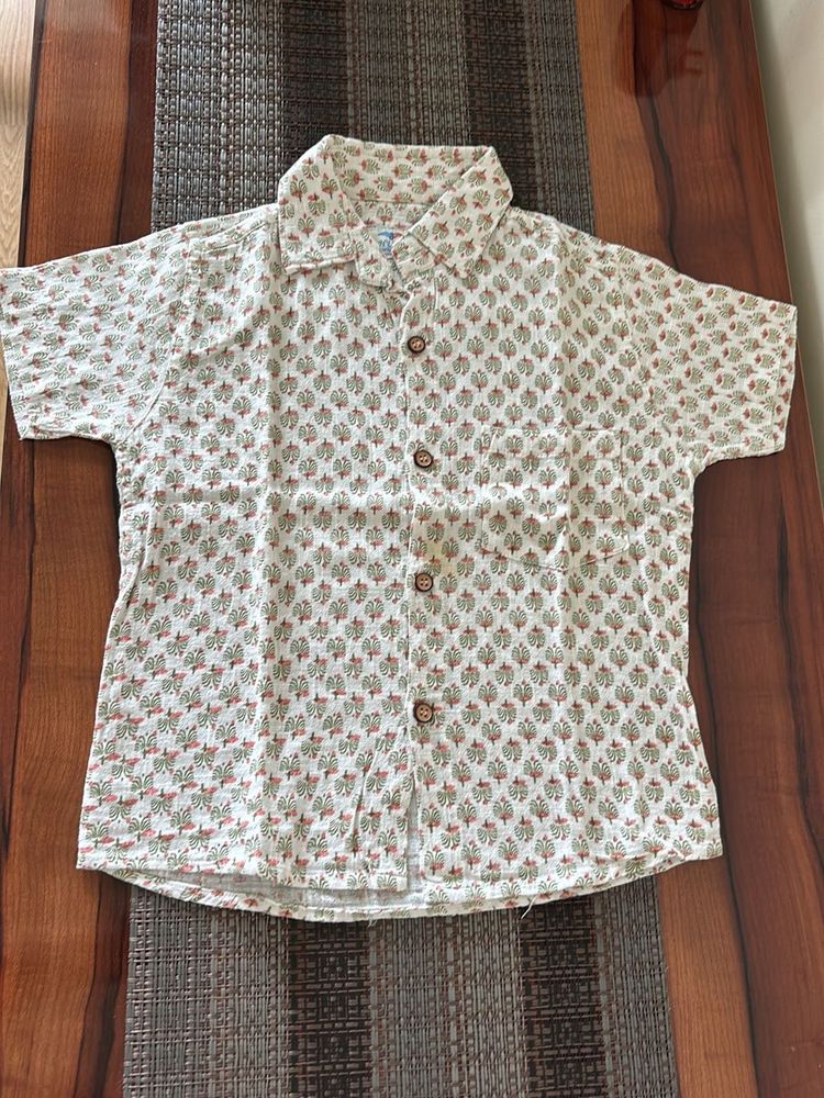 Kids Floral Print Short Sleeve Shirt