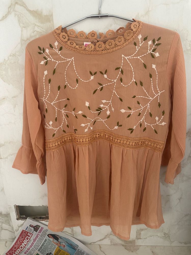 Simple Orange Casual Top