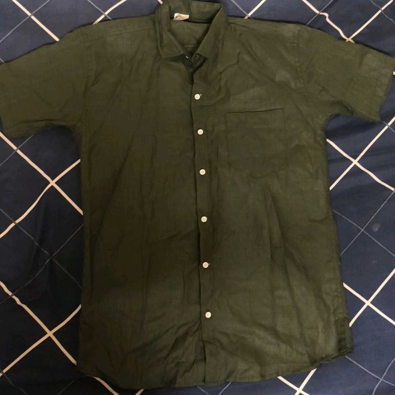 Olive Green Button-Down Shirt