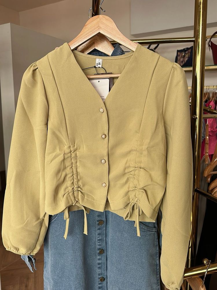 Cute light green Korean crop top