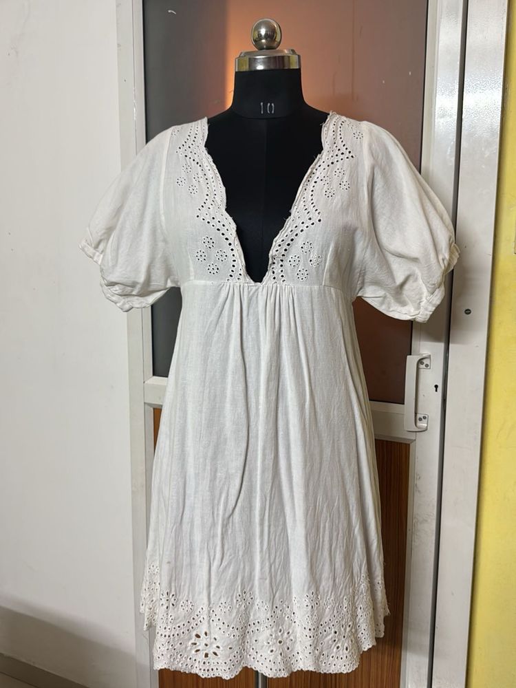 NOLITA White Linen Shiffli Dress