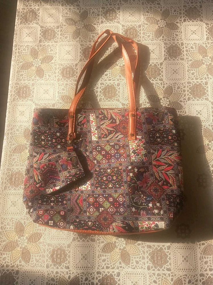 Patchwork Tote Bag with Matching Pouch