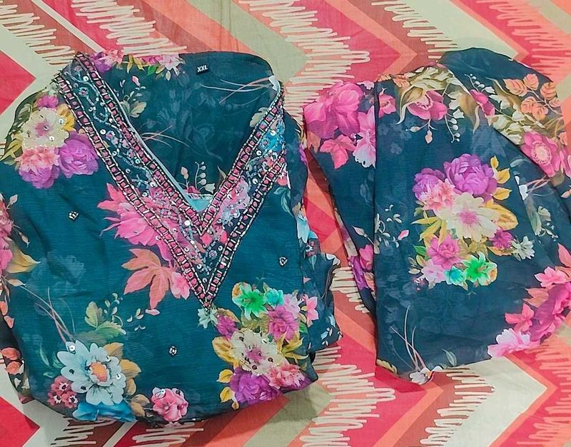 Floral Embellished  Kameez &amp; Dupatta