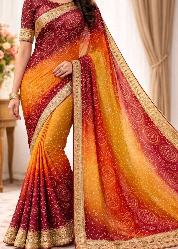 Elegant maroon &amp; Yellow Saree