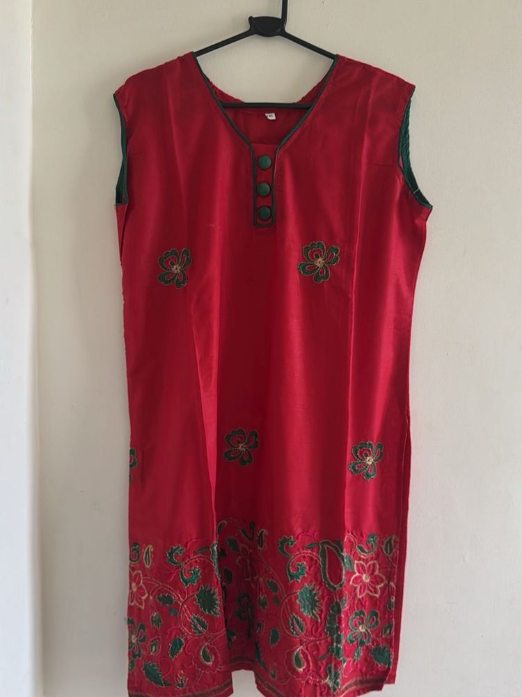 Red Embroidered Dress