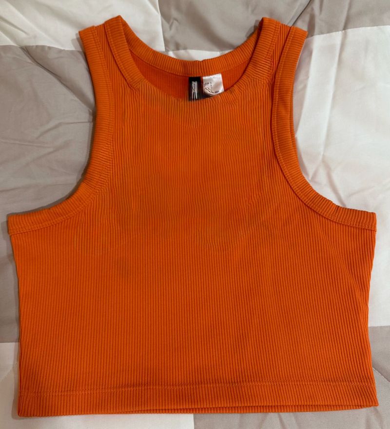 Orange Ribbed Tank Top