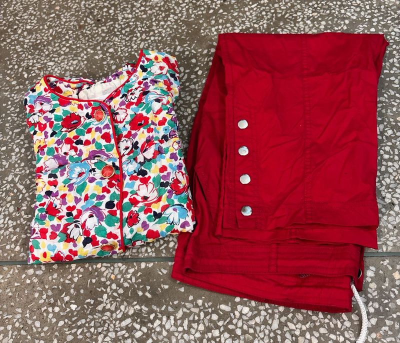 Floral Capri Pajama And Top Set