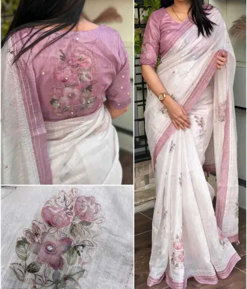 Floral Hand Painted Saree