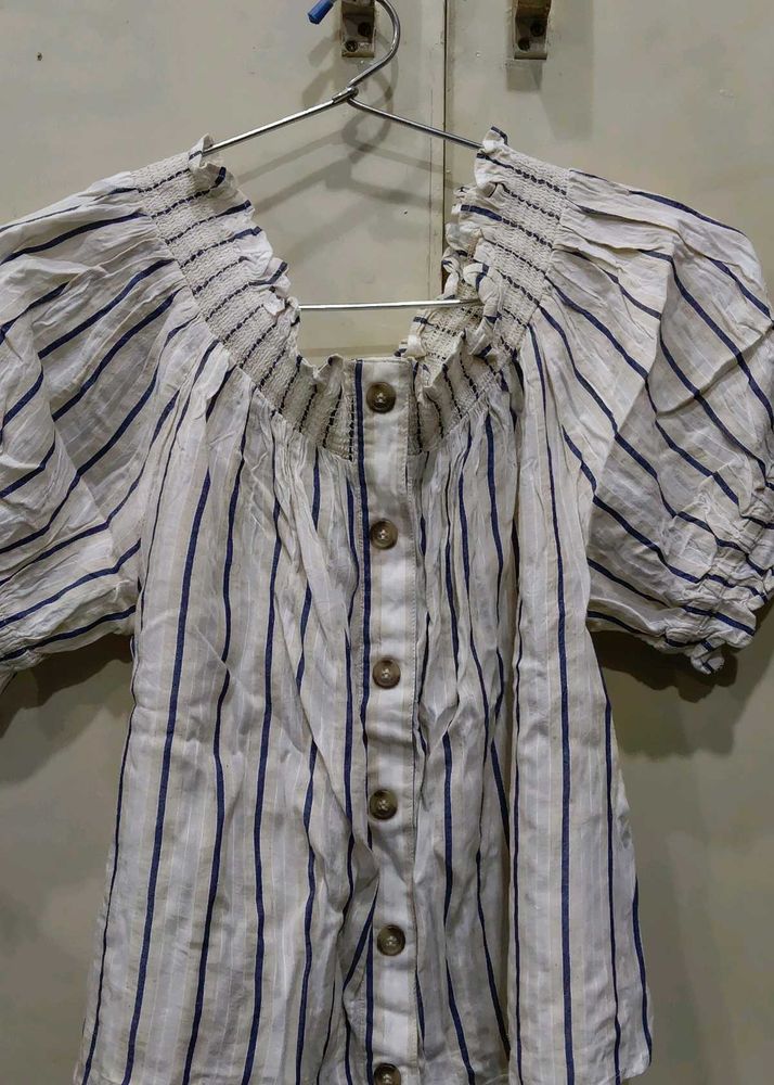 Striped Button-Down Blouse