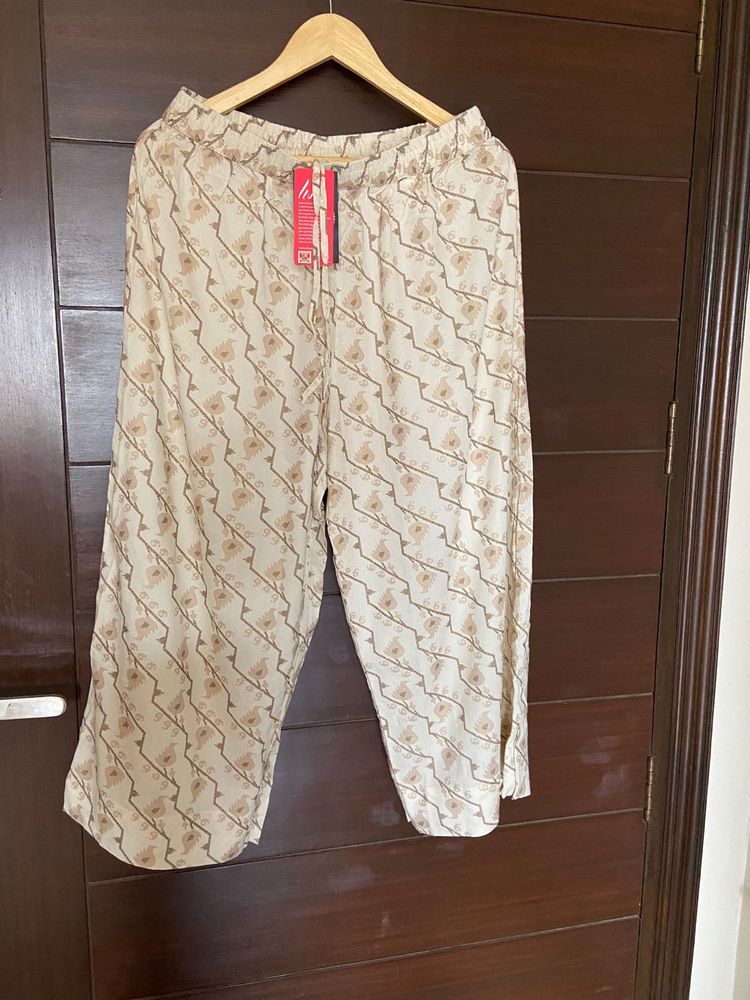 Rangmanch Beige Colour Printed Palazzo (L/XL)