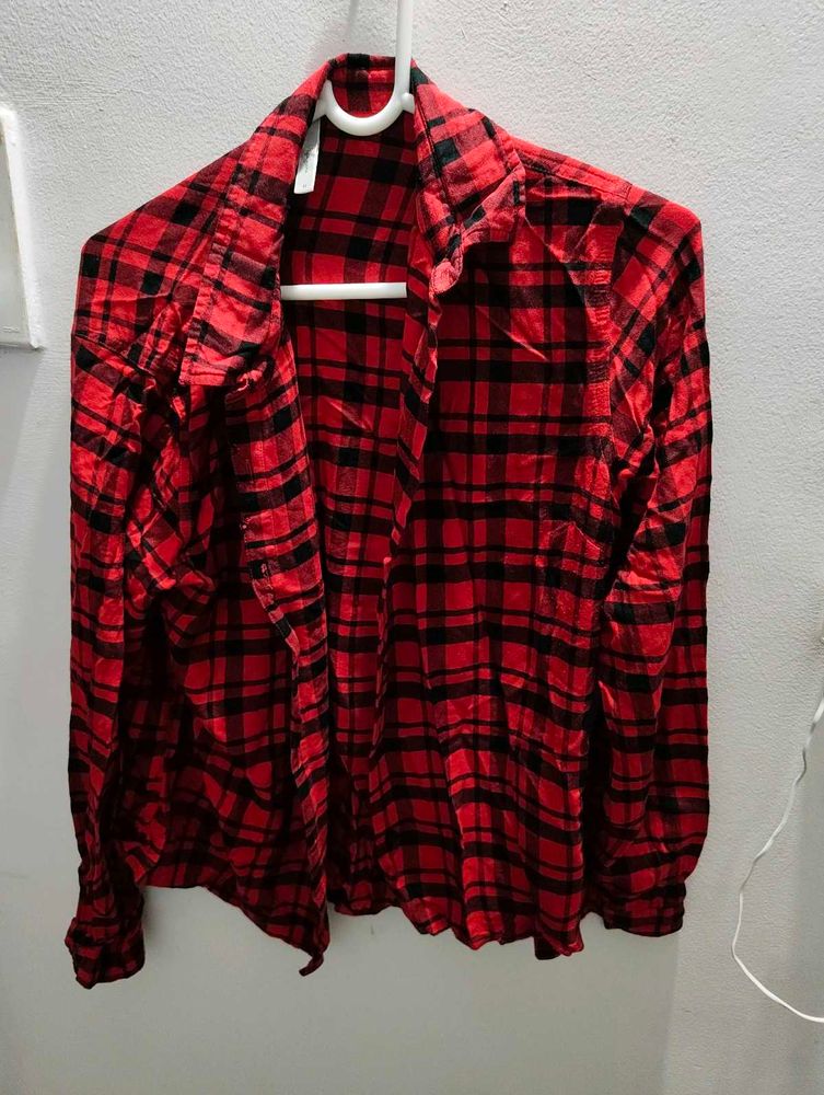 Red &amp; Black Plaid Flannel Shirt