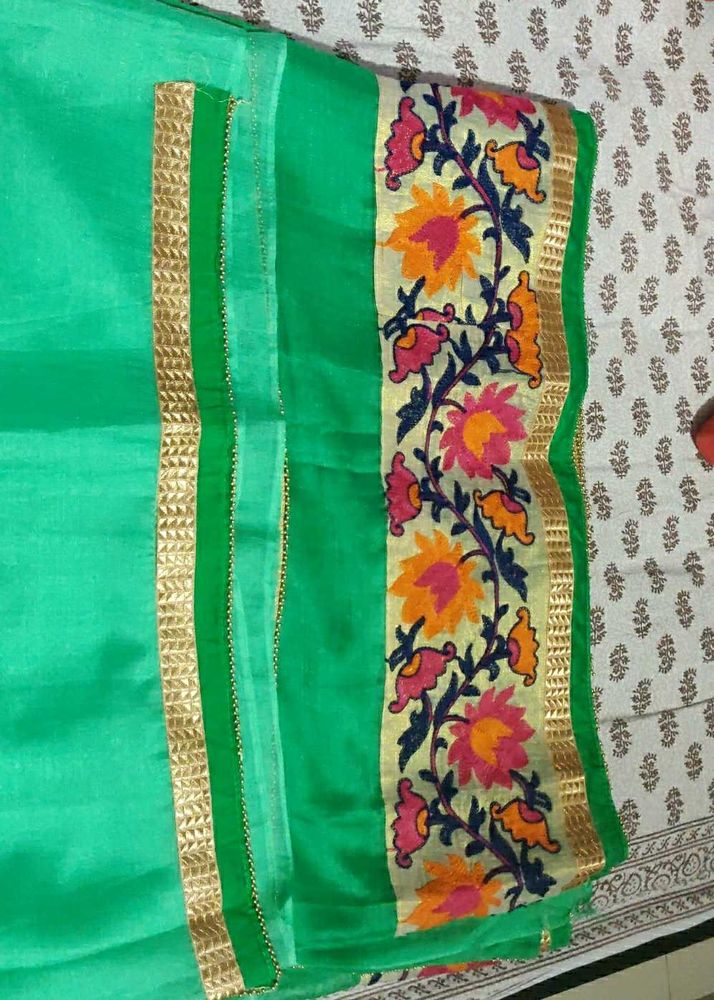 Green Embroidered Saree