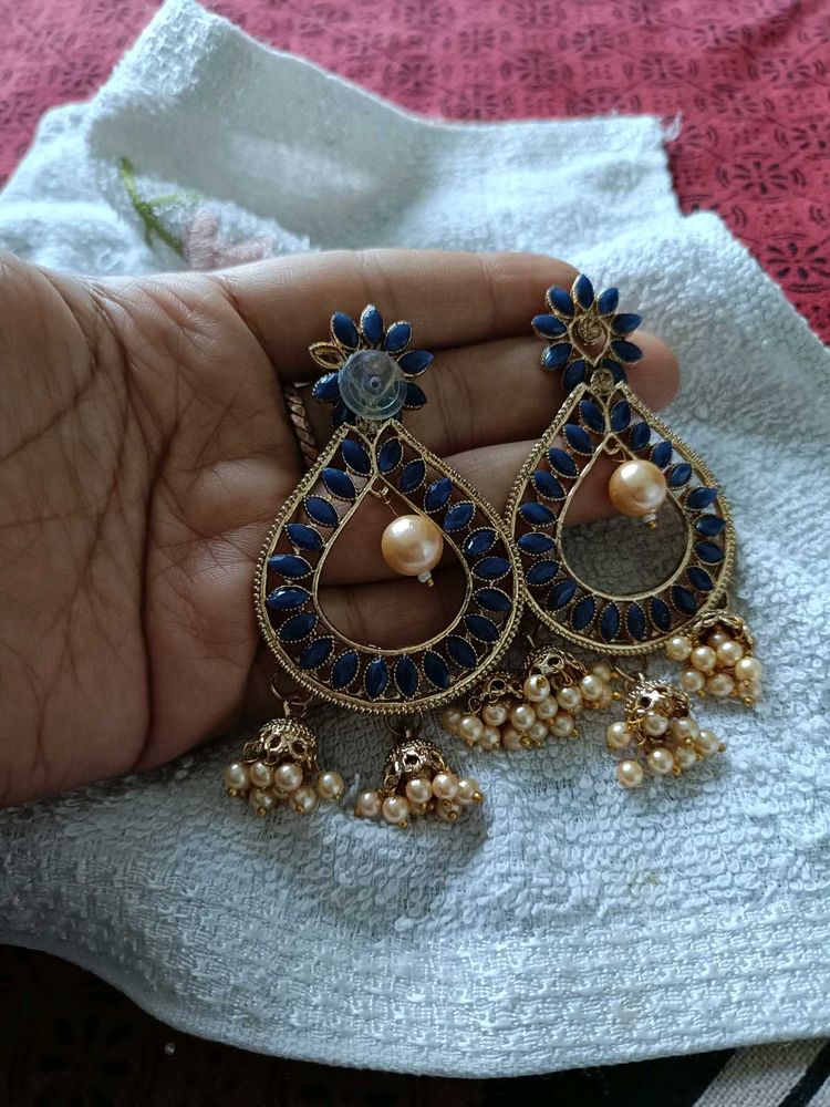 Blue Jhumka Earrings