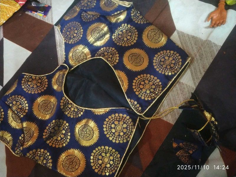 Elegant Blue &amp; Gold Blouse