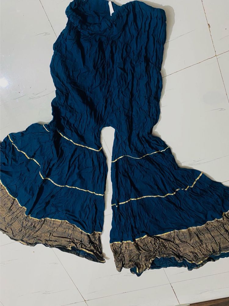Teal Blue Sharara Pants