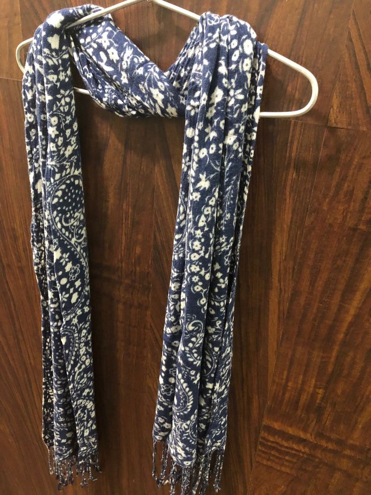 Floral Print Scarf Blue And White