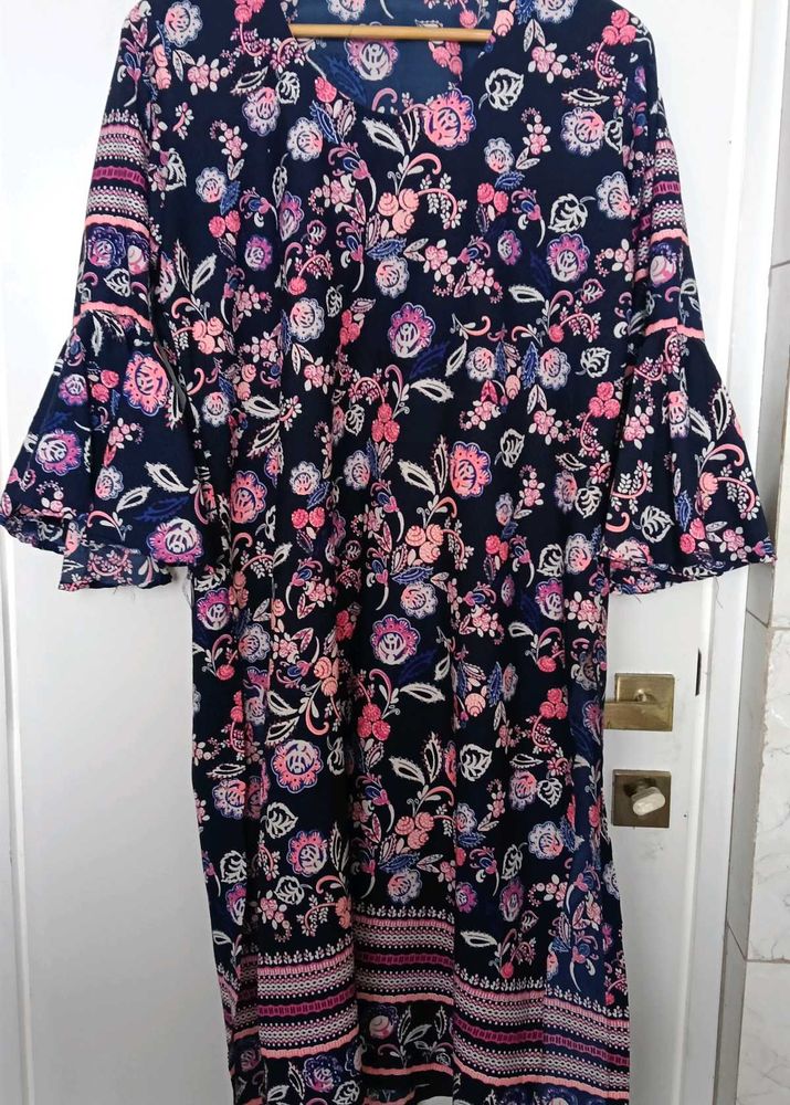 Floral Print Bell Sleeve Kurti