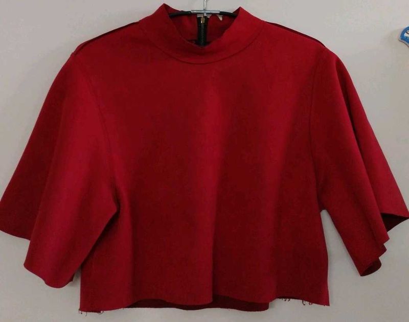Red Mock Neck Top