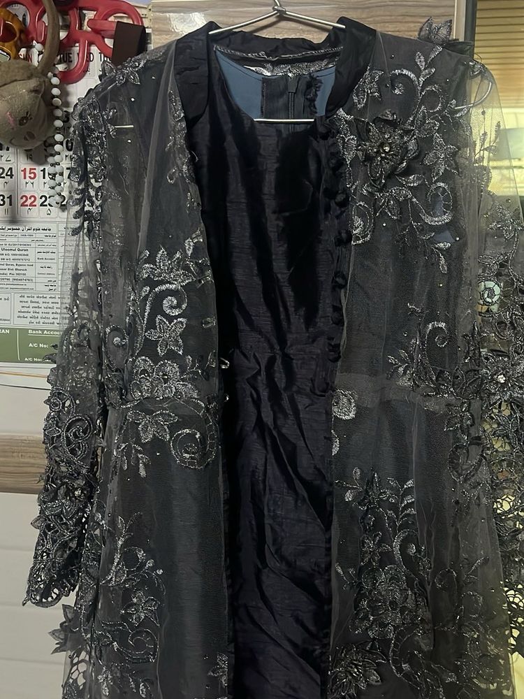 Elegant Black Embroidered Dress