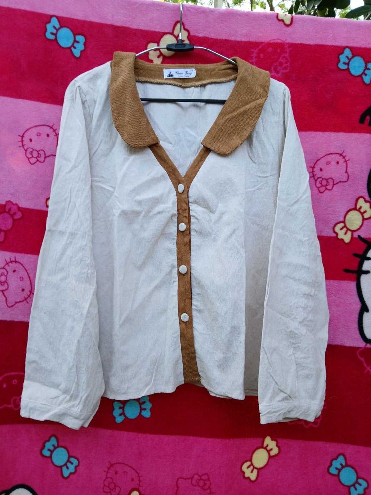 Cute Collared Button Top