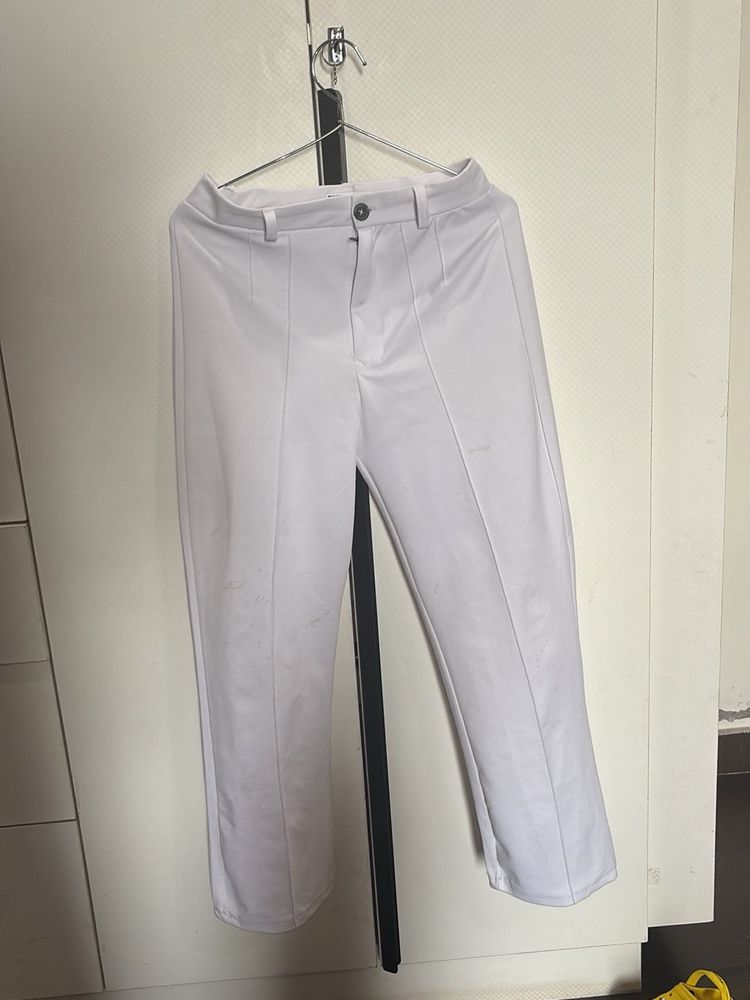 White Straight Trouser