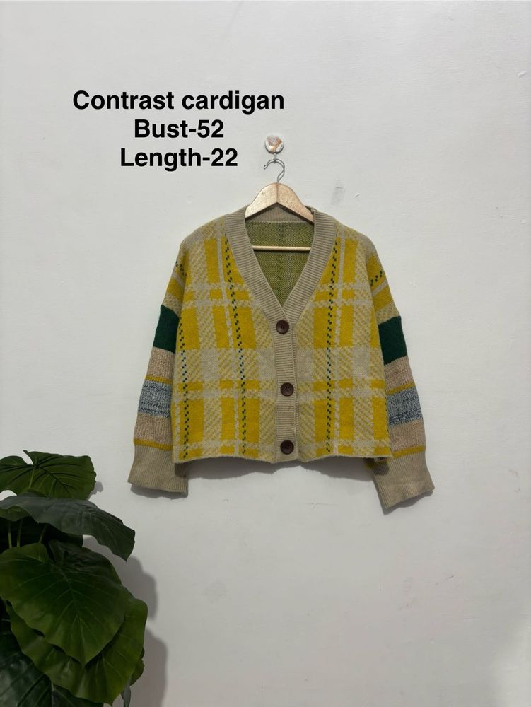Plaid Knit Cardigan