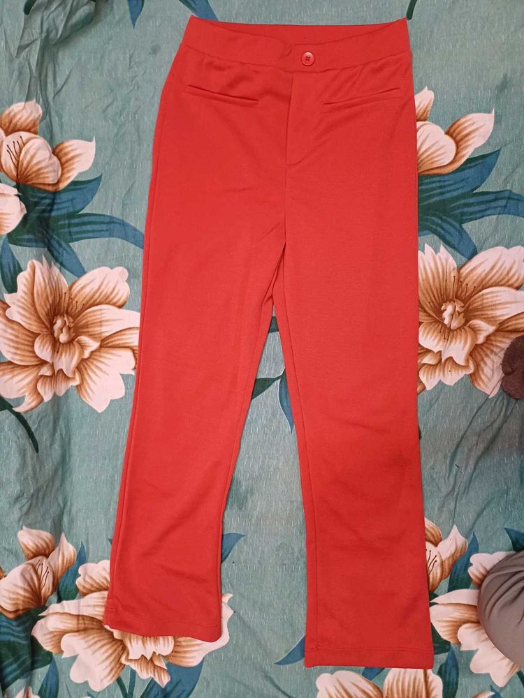 Red Cropped Trousers