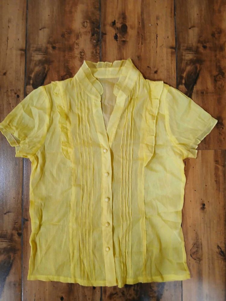 combo Yellow Short Sleeve shirt and white tank top