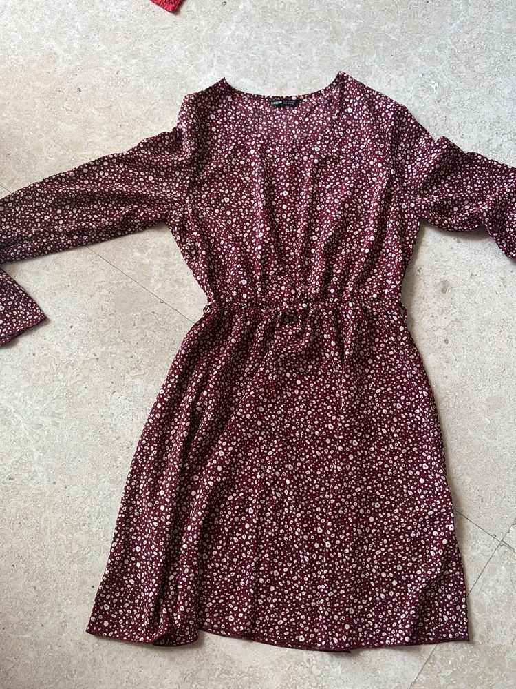Floral Burgundy Dress