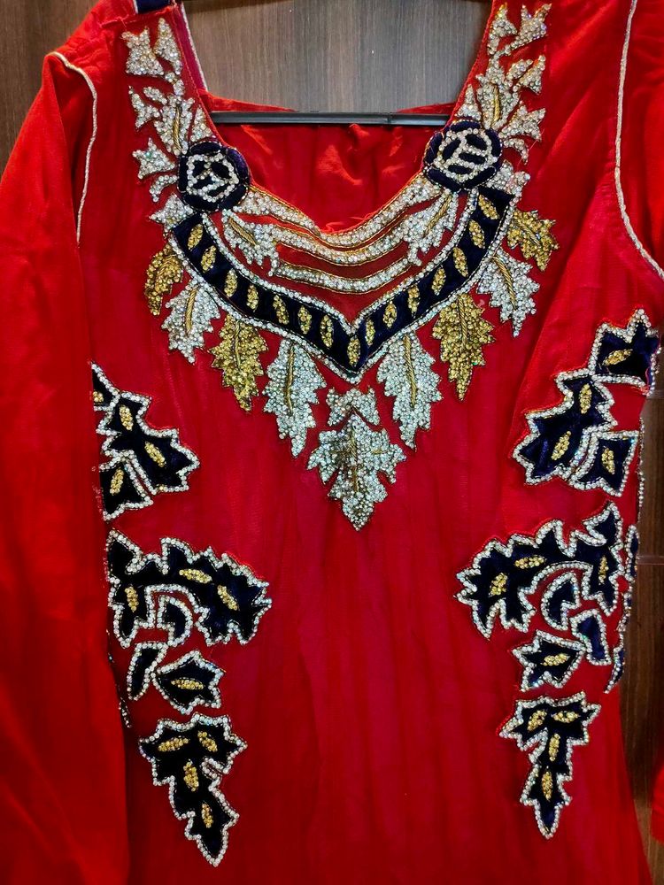 Red Anarkali Dress
