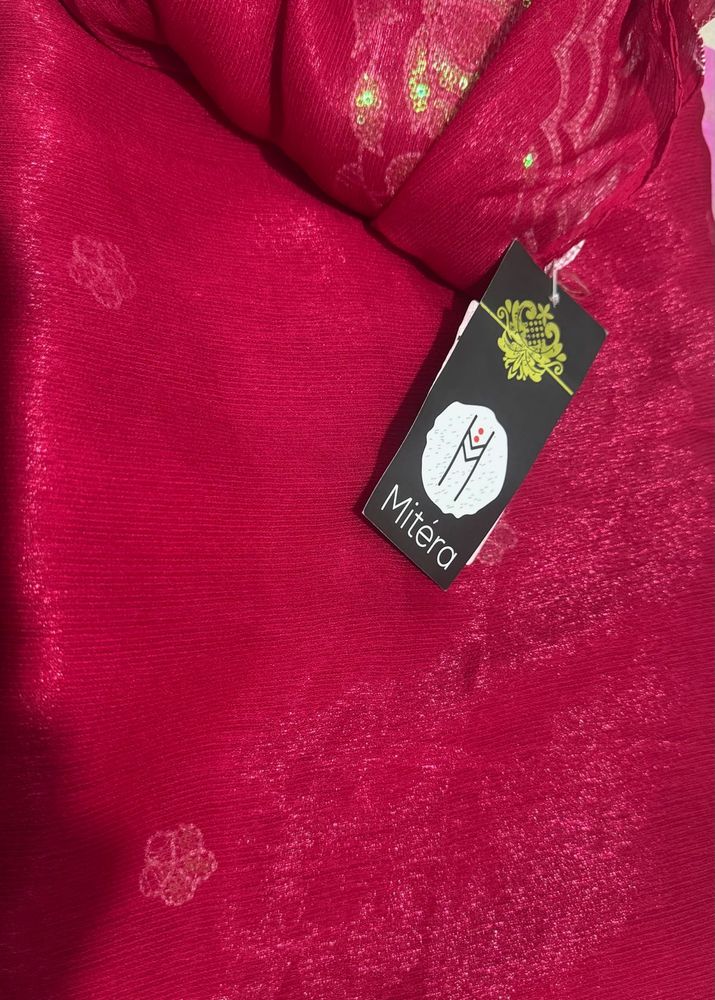 Mitera Burgundy Sequin Saree