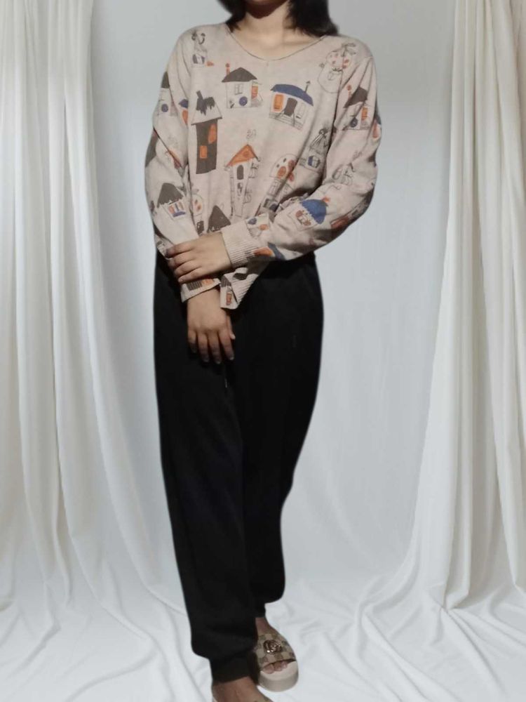 Patterned Long Sleeve Top