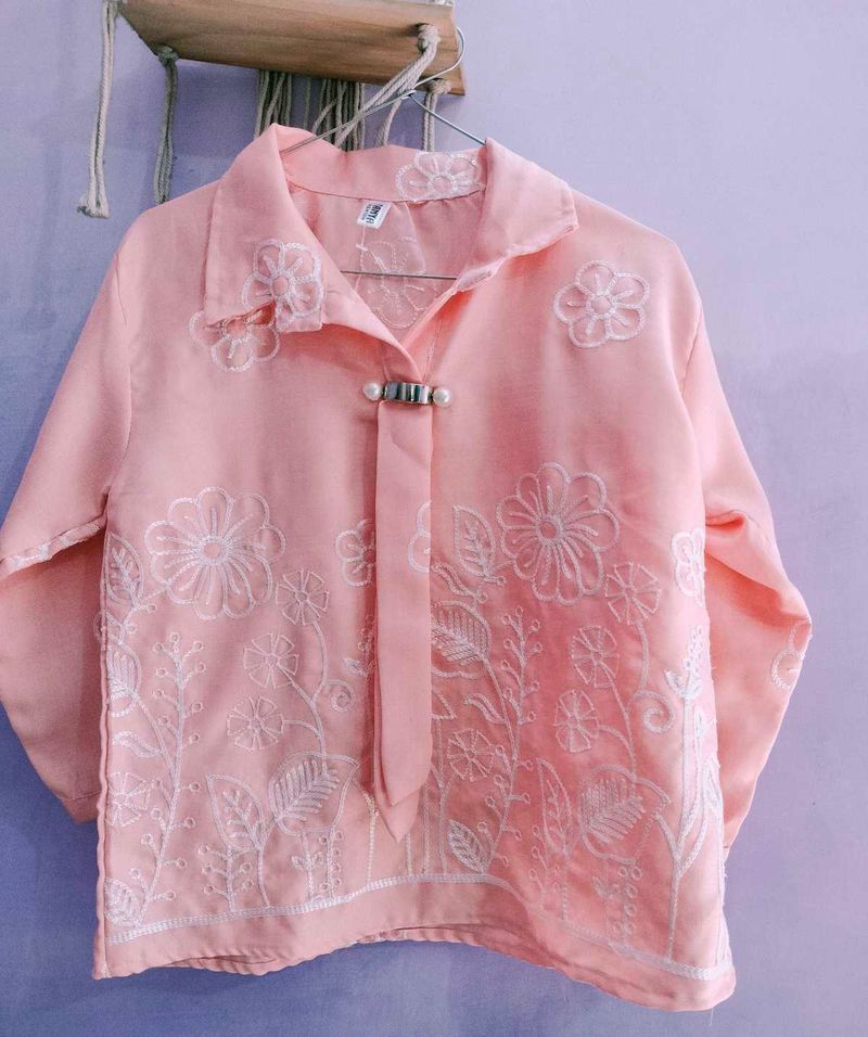 Embroidered Pink Top