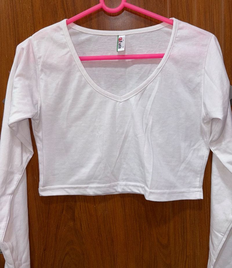 V Neck Crop T Shirt