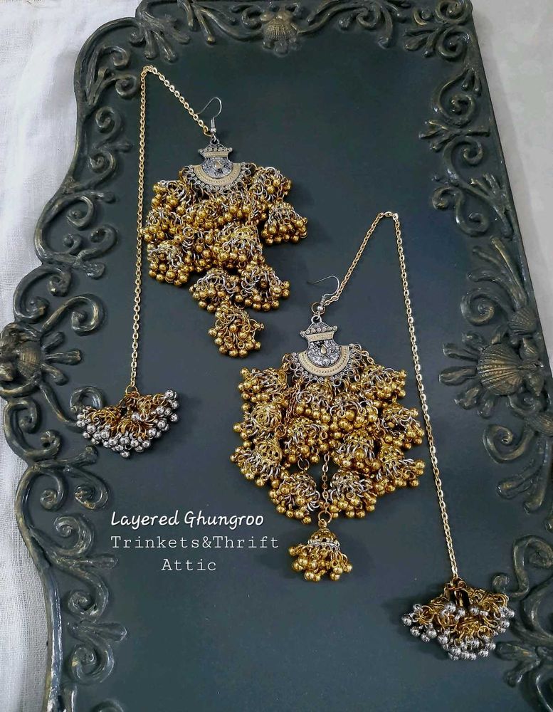 Layered Ghungroo Dual Tone Kashmiri Style Jhumka